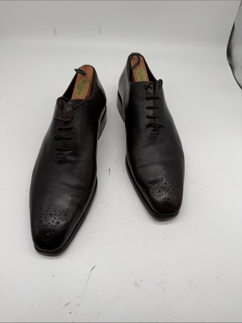 Canali Dark brownish black Leather Cap-Toe Oxfords